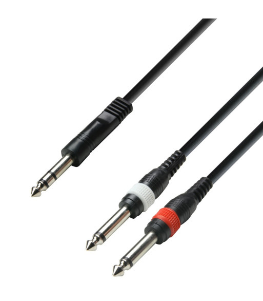 Y-Cable | Adam Hall® 2 Jack TS x Jack TRS | 1 m Y-Cable | Adam Hall® 2 Jack TS x Jack TRS | 1 m