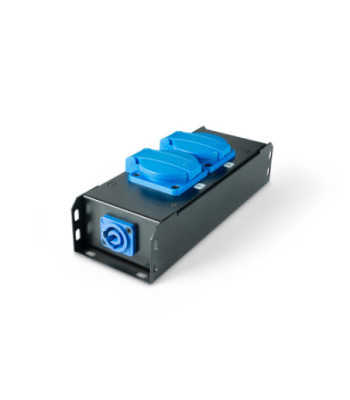 Power Strip 2 x Schukosockets IP54 | PowerIn BLU & PowerOut GREY