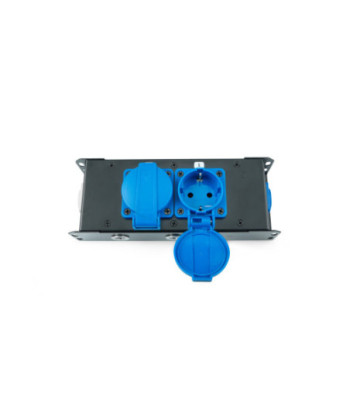 Power Strip 2 x Schukosockets IP54 | PowerIn BLU & PowerOut GREY