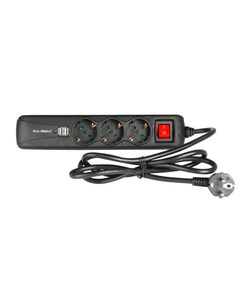 Power Strip 3-way with switch & 2 x USB | 1.4m