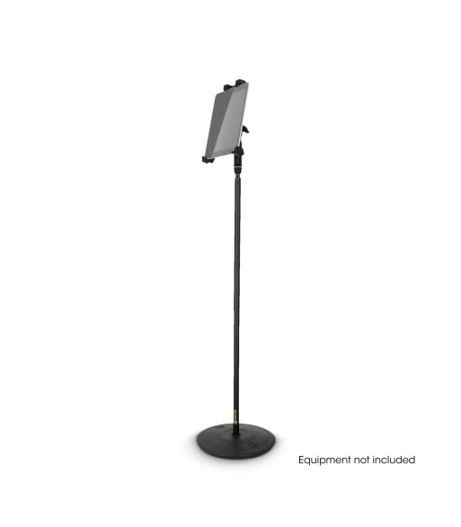 Gravity Traveler tablet holder and 1-hand mic stand with round base Gravity Traveler tablet holder and 1-hand mic stand with round base