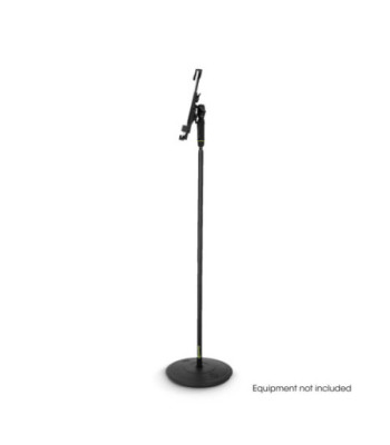 Gravity Traveler tablet holder and 1-hand mic stand with round base