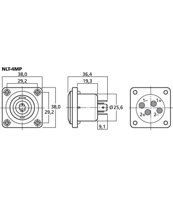 Speakon-bøsning han - NLT-4MP NEUTRIK