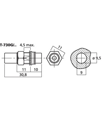 Phonobøsning hun/hun rød - T-730G/RT MONACOR