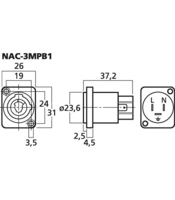 PowerCon t/230V - NAC-3MPB1 NEUTRIK