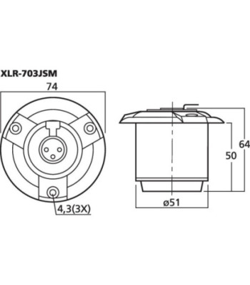 XLR-bøsning m/Anti-Shock - XLR-703JSM MONACOR