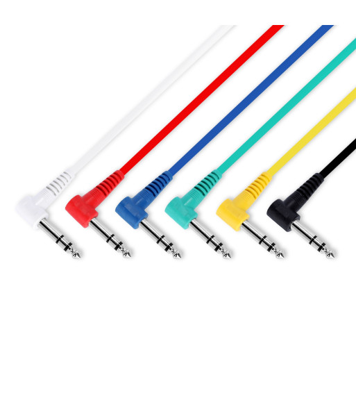 Patch Cable set of 6 different coloured angled Jack TRS | 0.6 m