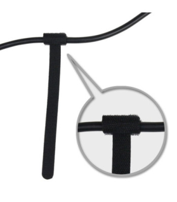 Hook and Loop Cable Tie 200 x 25 mm black - 10 stk.