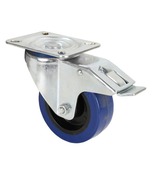 Swivel Castor 100 mm with blue Wheel and Brake Swivel Castor 100 mm with blue Wheel and Brake
