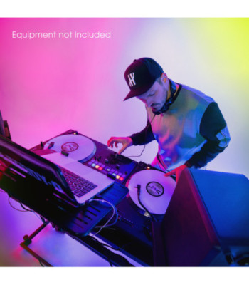 Gravity DJ Desk with Adjustable Loudspeaker and Laptop Trays
