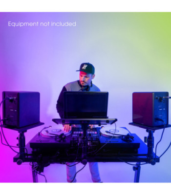 Gravity DJ Desk with Adjustable Loudspeaker and Laptop Trays