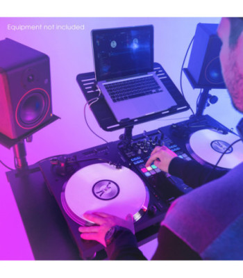 Gravity DJ Desk with Adjustable Loudspeaker and Laptop Trays