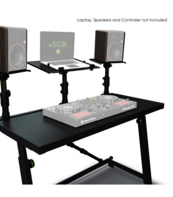 Gravity DJ Desk with Adjustable Loudspeaker and Laptop Trays