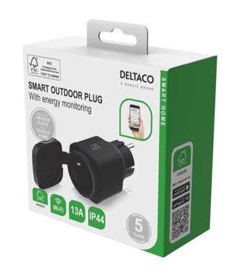 Deltaco Strömbrytare, IP44, WiFi, 1xCEE 7/3, 16A