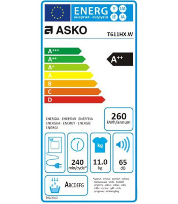 Asko T611HX.W - Kondenstørretumbler m/varmepumpe