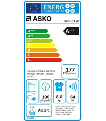 ASKO T408HD.W - Kondenstørretumbler m/varmepumpe