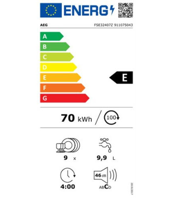 AEG  FSE32407Z - Smal opvaskemaskine til integrering