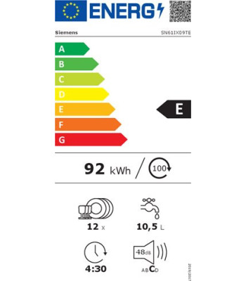 Siemens SN61IX09TE - Opvaskemaskine til integrering