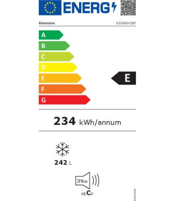 Siemens GS36NVIEP - Fritstående fryseskab