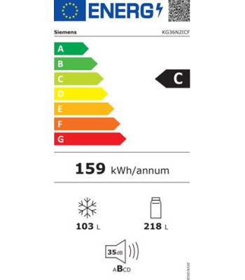 Siemens KG36N2ICF - Fritstående kølefryseskab