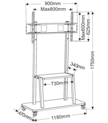 VivoLink Mobile TV-stand 42-90