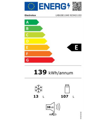 Electrolux LXB1SE11W0 - Fritstående køleskab med fryseboks