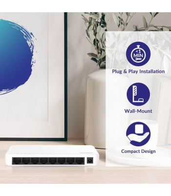 Strong switch 8 Gigabit ports plastic white - Switch