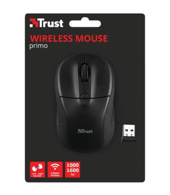 TRUST PRIMO WIRELESS MOUSE - MATT BLACK - Trådløs mus