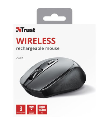 TRUST ZAYA WRL RCHRGABLE MOUSE BLK - Genopladelig mus