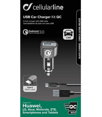 Cellularline USB Car Charger Kit QC