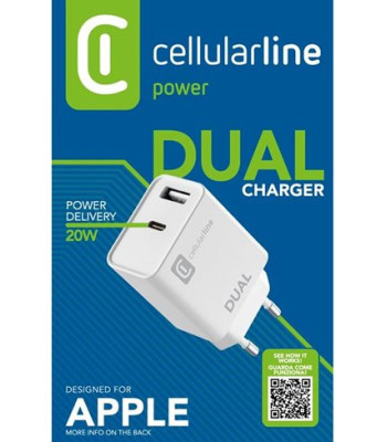 Cellularline 220V Dual Adapter Apple 20W - Adapter