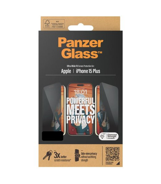 PanzerGlass Privacy Screen Protector iPhone 15 Plus Ultra-Wi PanzerGlass Privacy Screen Protector iPhone 15 Plus Ultra-Wi