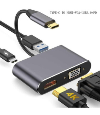  PD USB-C til HDMI adapter - Sølvfarvet