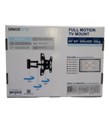 Sinox One TV vægbeslag. 40"-84". Sort