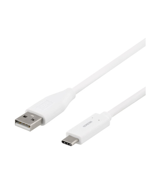 DELTACO USB 2.0 USB Type-C kabel 1m Hvid