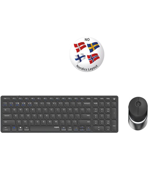 RAPOO Keyboard/Mice Set 9750M, mørkegrå - Tastatur og mus RAPOO Keyboard/Mice Set 9750M, mørkegrå - Tastatur og mus