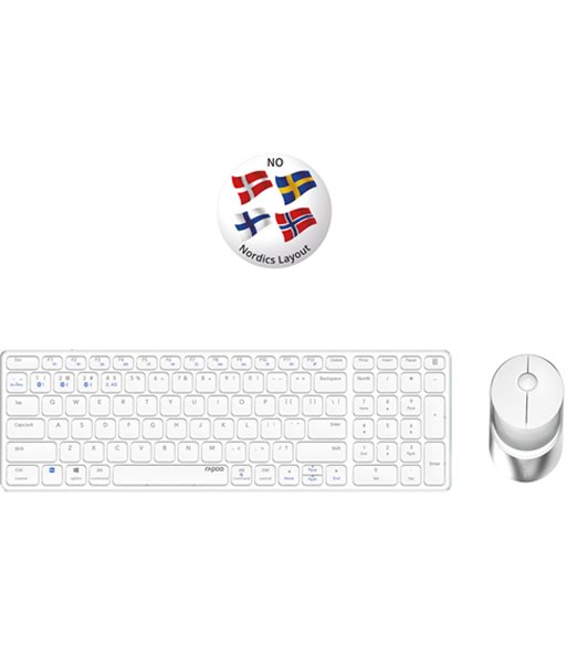 RAPOO Keyboard/Mice Set 9750M, hvid - Tastatur og mus RAPOO Keyboard/Mice Set 9750M, hvid - Tastatur og mus