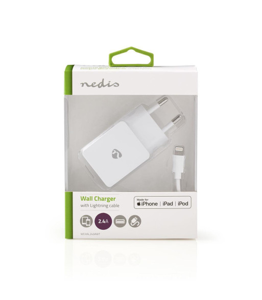 Vægoplader | 2.4 A | Løs Lightning kabel | Hvid Vægoplader | 2.4 A | Løs Lightning kabel | Hvid