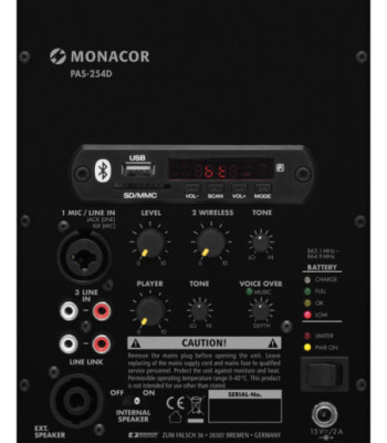 MONACOR Transportabelt lydanlæg - PAS-254D