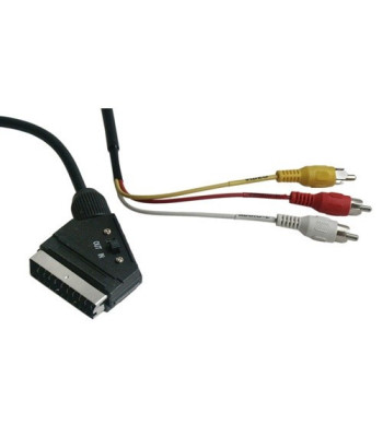 ASWO SCART/3 X PHONO kabel 2m MED OMSKIFTER