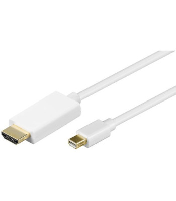 Deltaco  DisplayPort / HDMI kabel - Mini DP han - HDMI han Hvid (2m)
