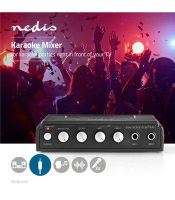 Karaoke Mixer-sæt | 2 mikrofoner medfølger | Sort