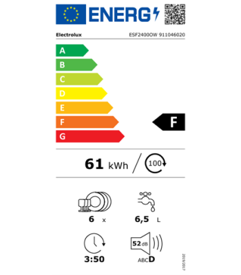 ELECTROLUX ESF2400OW - BORDOPVASKMASKINE