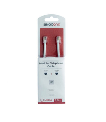 Sinox One telefonkabel. 3m. Hvid