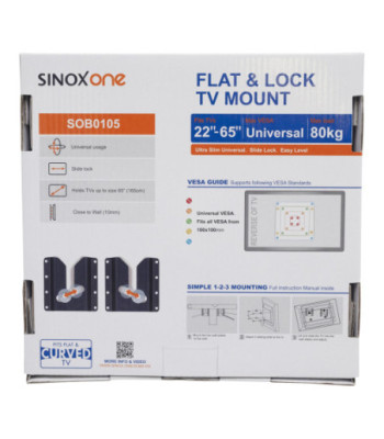 Sinox One TV vægbeslag. 22"-65". Sort