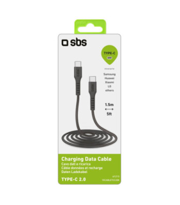 SBS USB C 2.0 kabel. 1,5m. Sort