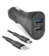 SBS USB C biloplader kit. 1A + 2.1A. 1m. Sort