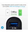 SBS USB C biloplader kit. 1A + 2.1A. 1m. Sort