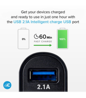 SBS USB C biloplader kit. 1A + 2.1A. 1m. Sort