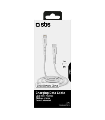SBS USB C til Lightning kabel. 1m. Hvid